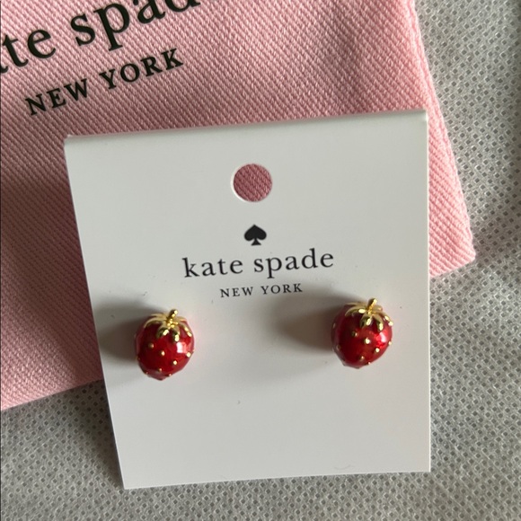 Kate Spade Picnic In The Park Strawberry Clutch Bag/ Stud Earrings Set - Picture 11 of 13